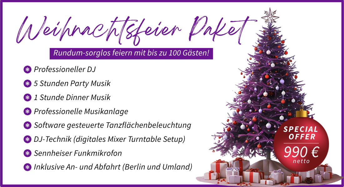 Weihnachtsfeier Special DJ Deal Buchen Sie Event DJs Berlin für Ihre Weihnachtsfeier!